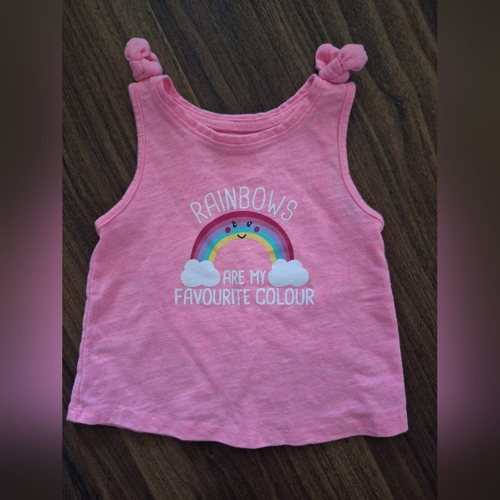 5/$20 George Pink Kids Tank Top with Rainbow Design 6-12M
